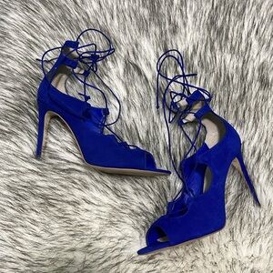 Reposh! Blue Lace-Up Suede High Heel Sandals for Women